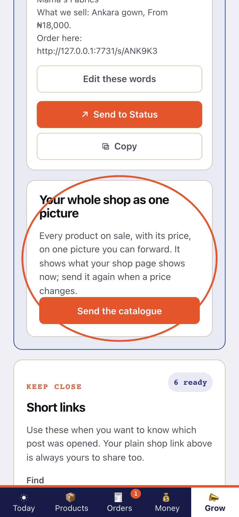 Step 3 of Share a product or your whole shop