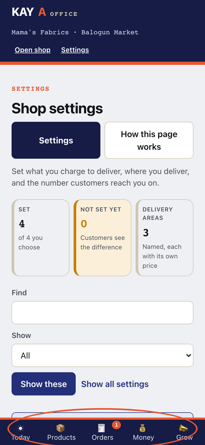 Step 2 of Your shop's settings
